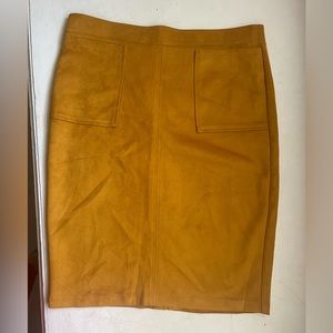 Yellow Suede Pencil Skirt